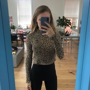 Urban outfitters cheetah crop turtleneck